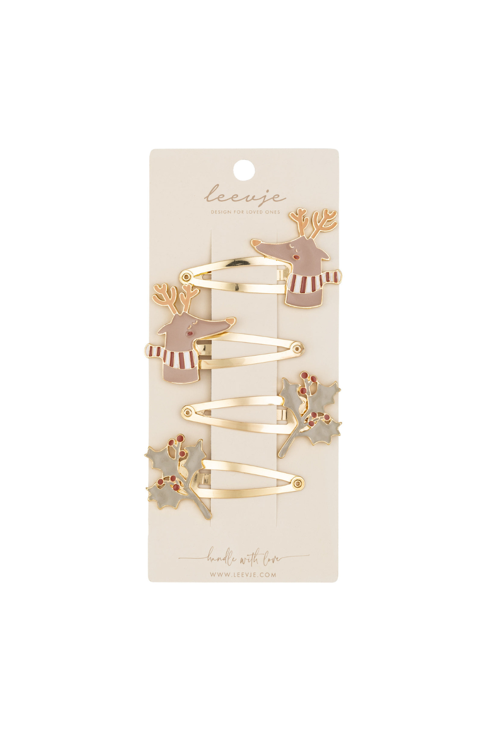 Haarspangen 'Enamel Reindeer & Holly Clips'