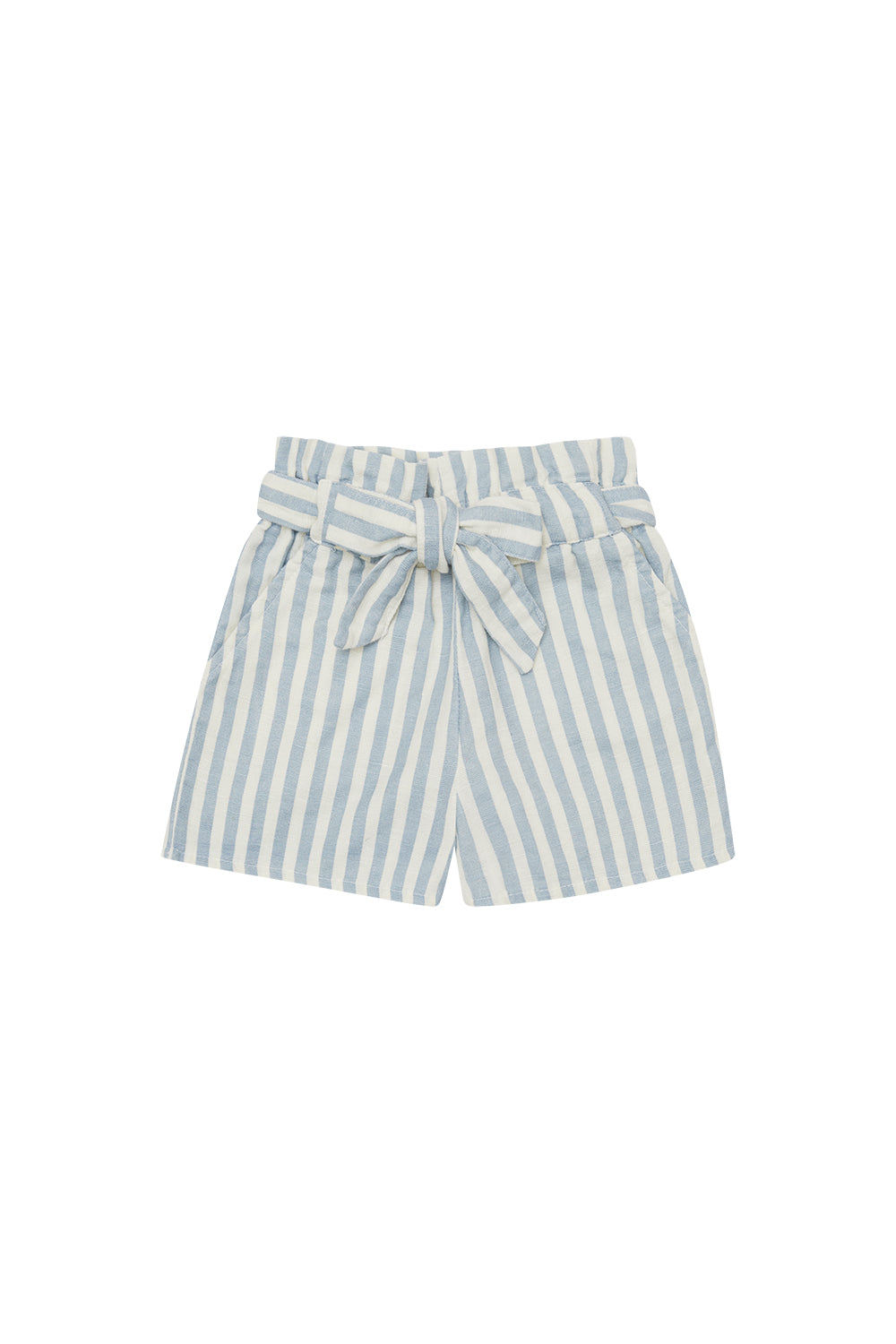 Linen shorts 'blue stripes' with belt