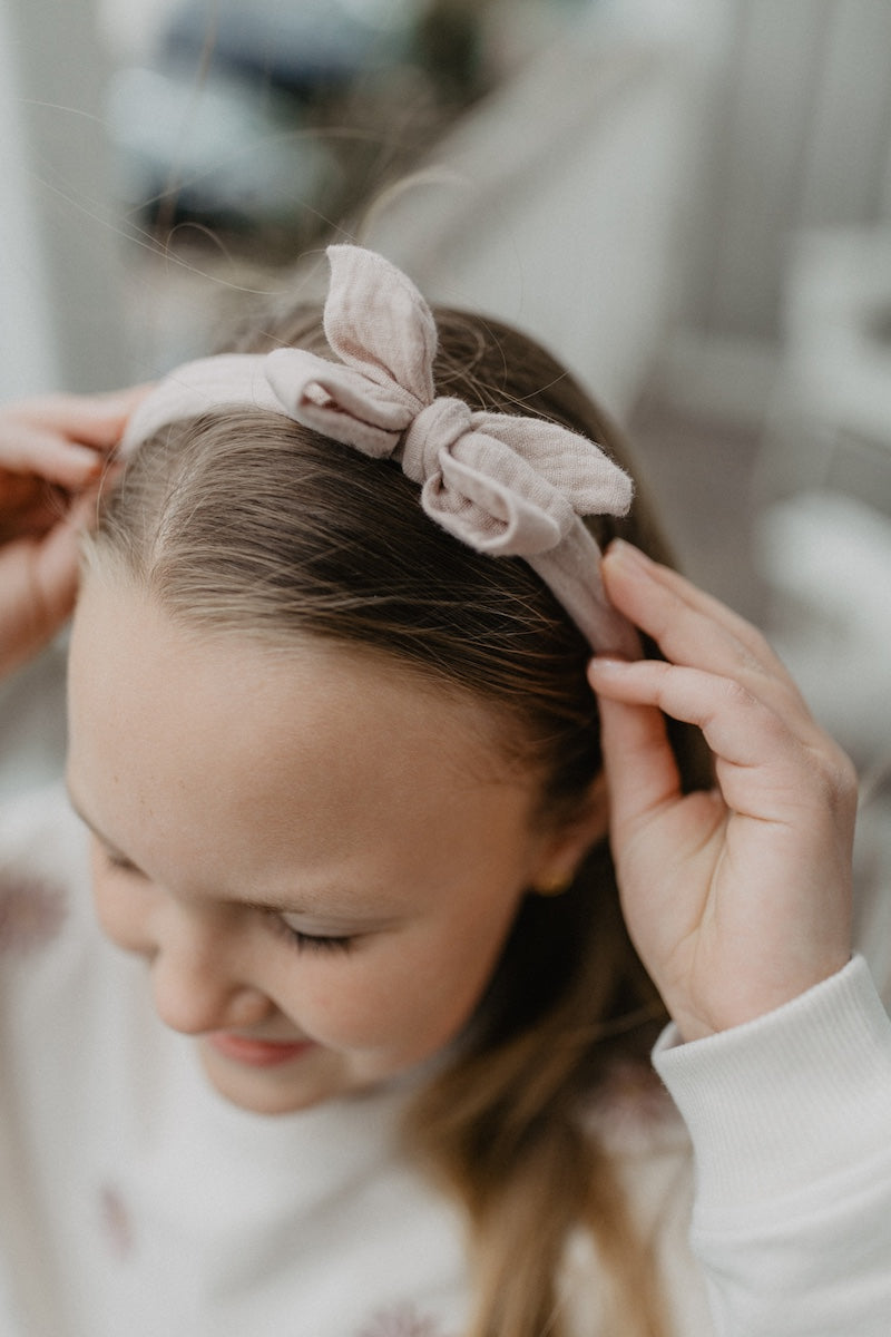 Muslin headband with bow