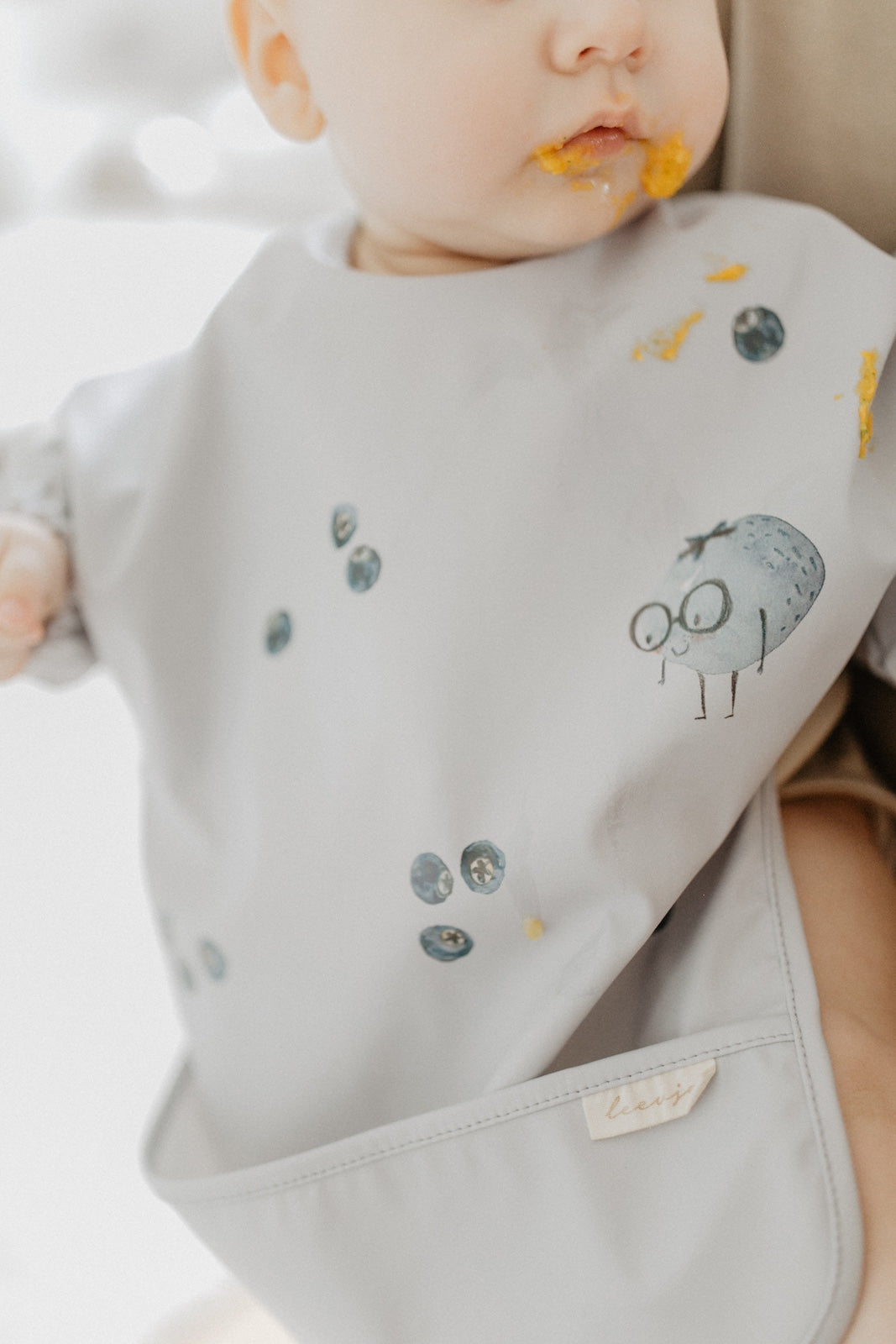 Long-sleeved bib 'blueberries'