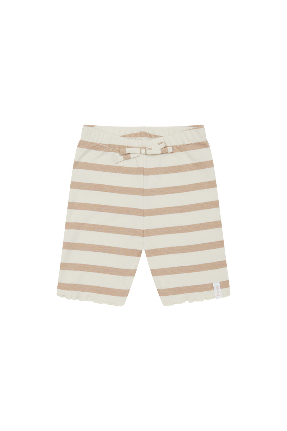 Kurze Jersey Leggings 'beige stripes' mit Schleife aus Bio-Baumwolle