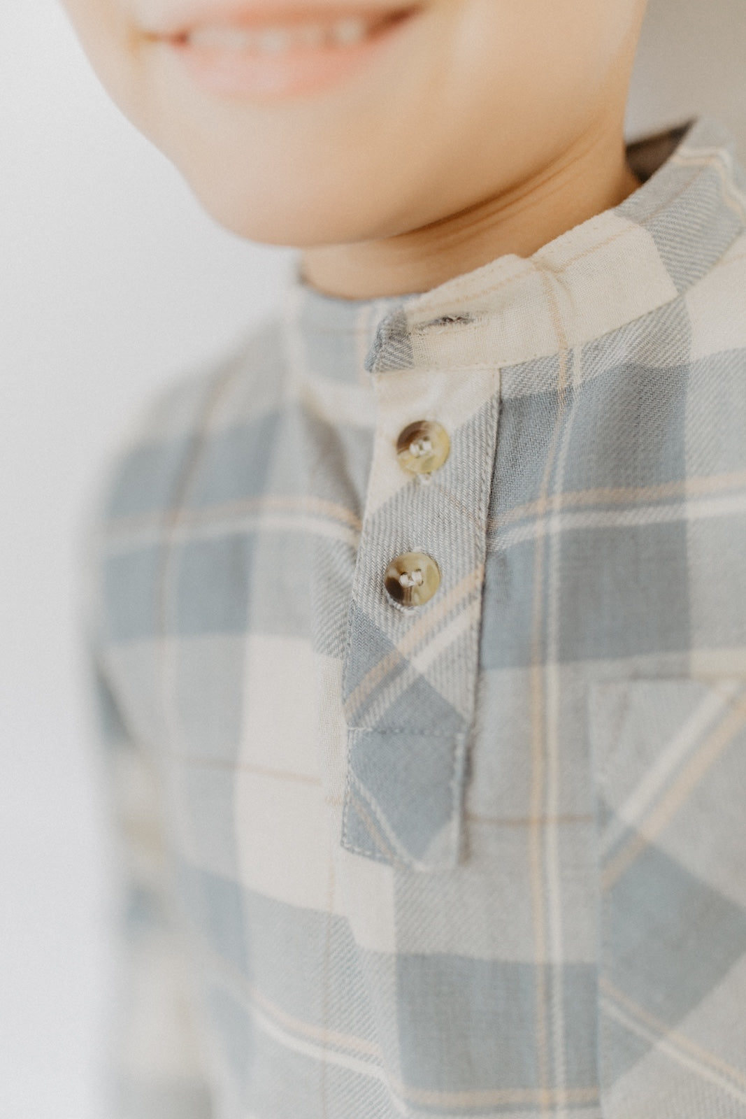 Flannel shirt 'beige & blue' with buttons