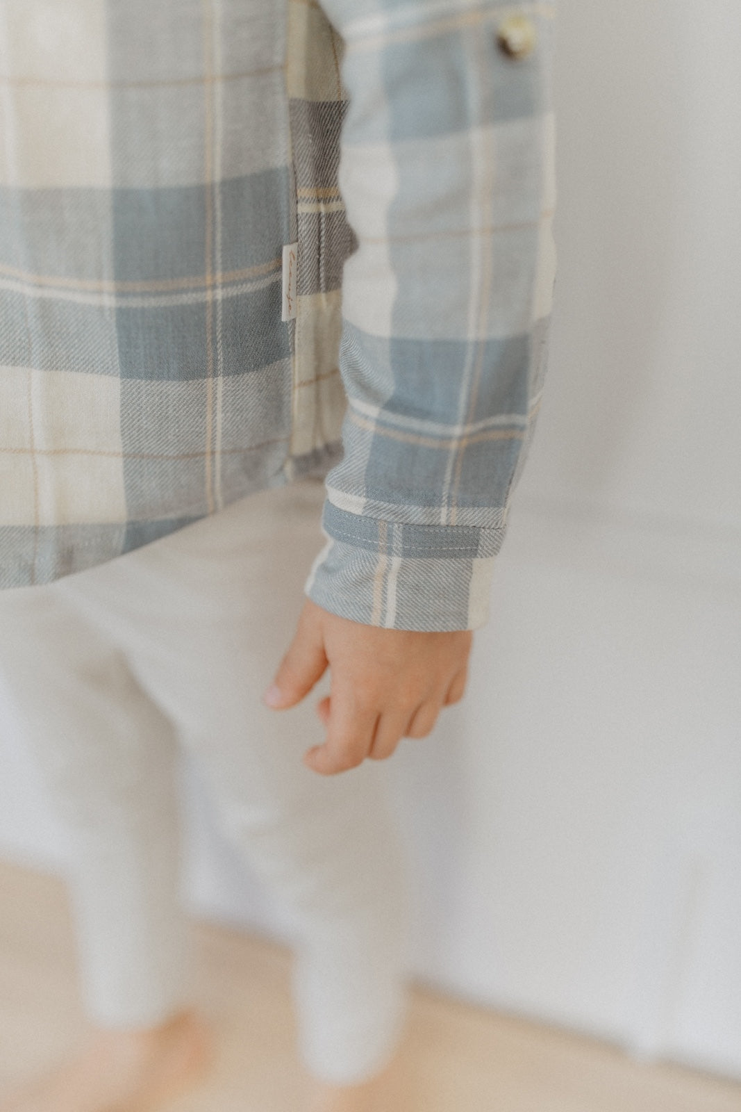 Flannel shirt 'beige & blue' with buttons