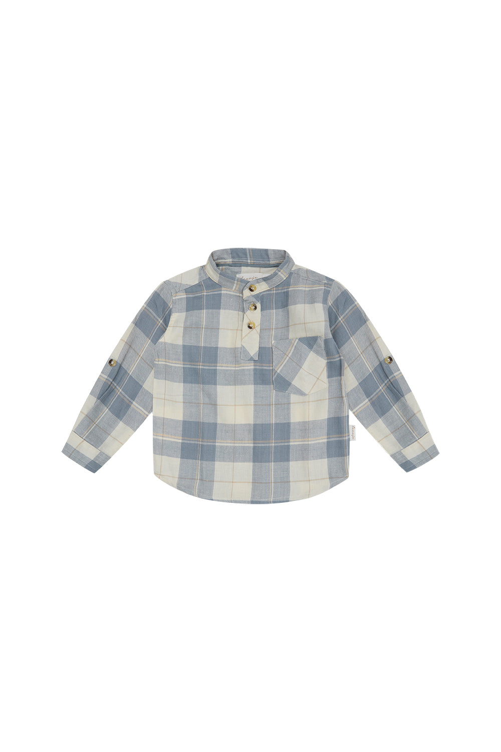 Flannel shirt 'beige & blue' with buttons