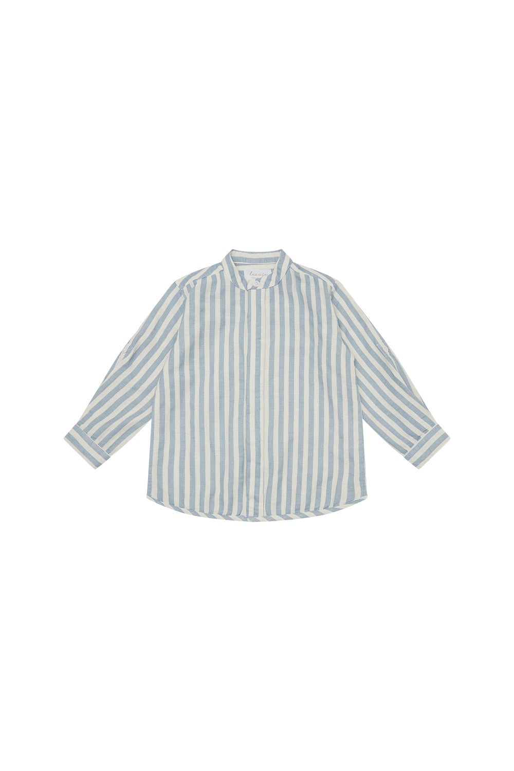 Striped linen shirt 'blue stripes' with stand-up collar