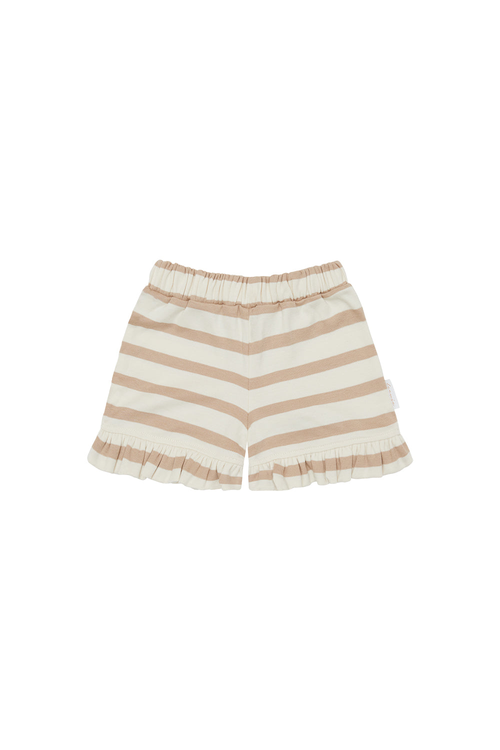 Shorts 'beige stripes' mit Rüschensaum