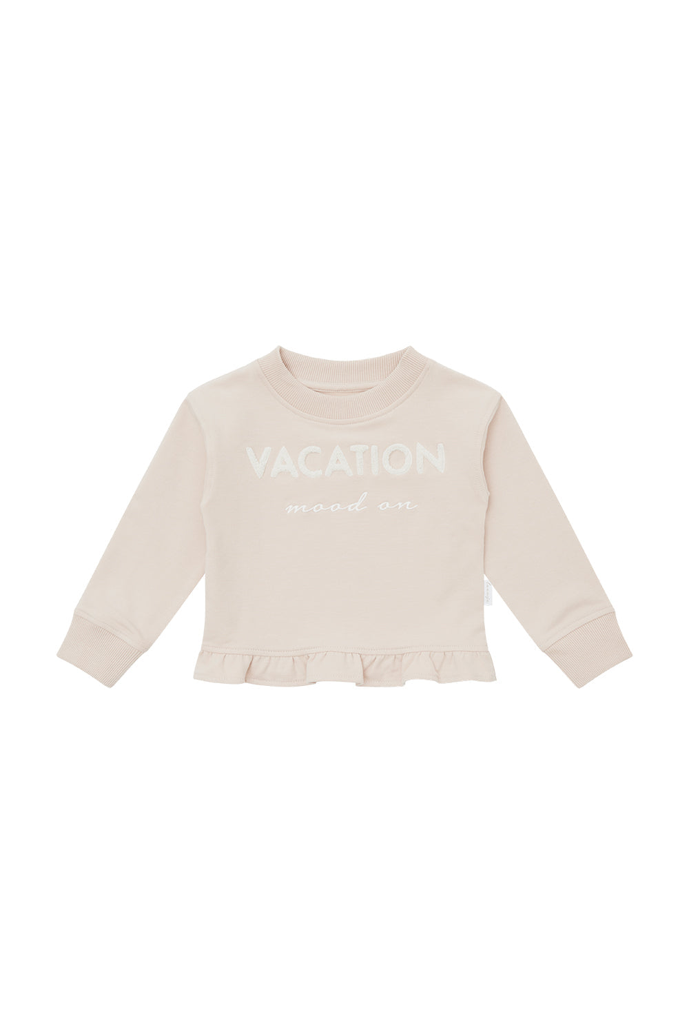 'Vacation mood on' sweatshirt with ruffles