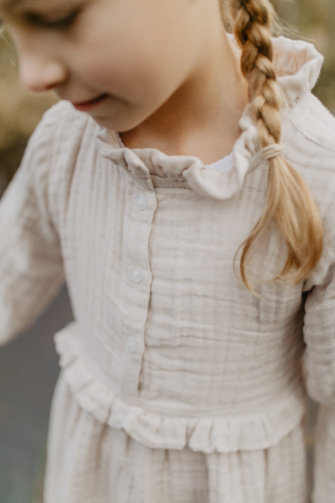 Mini-Me muslin dress 'stone' for girls