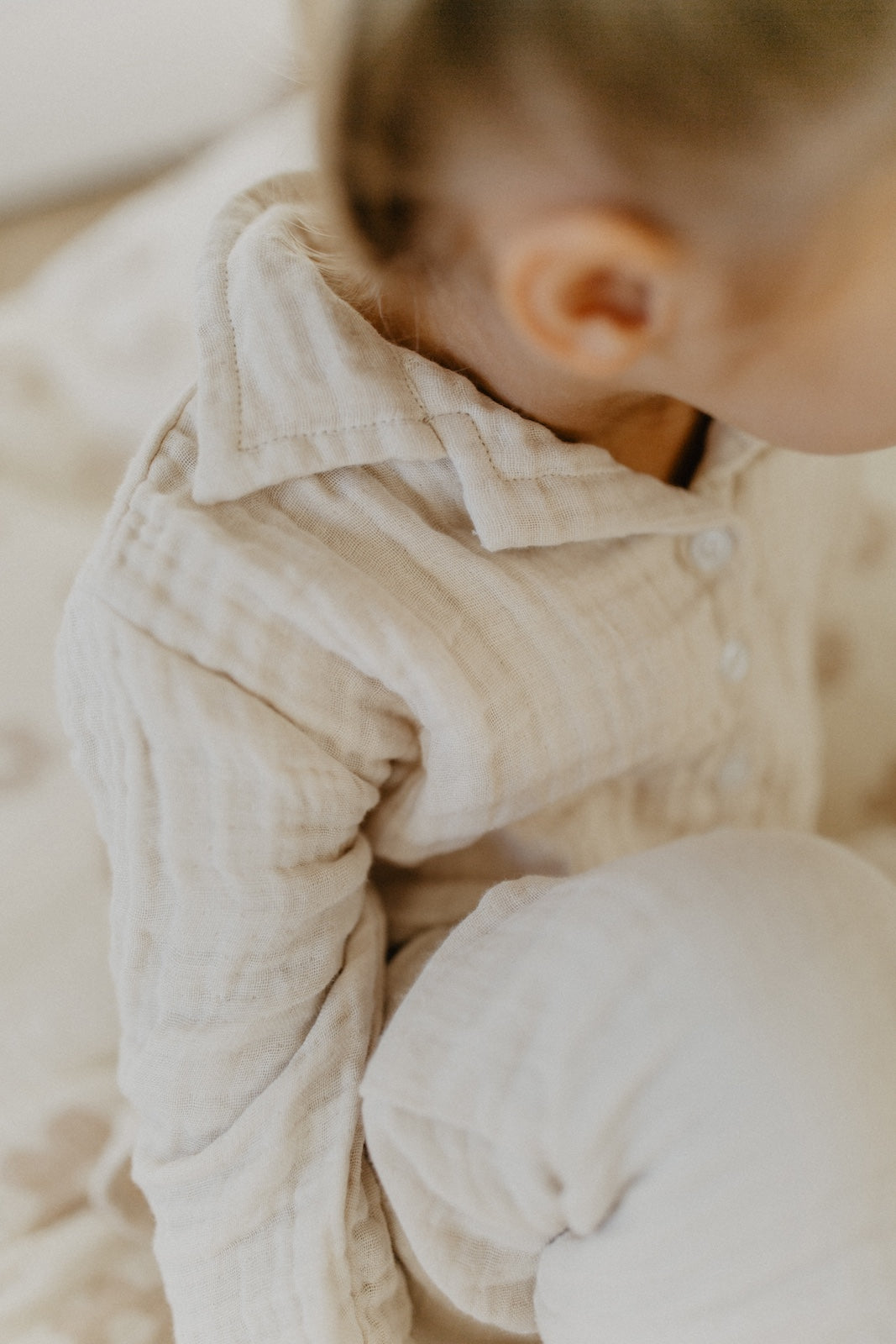 Mini-Me pyjama set 'cappuccino' made of muslin for children