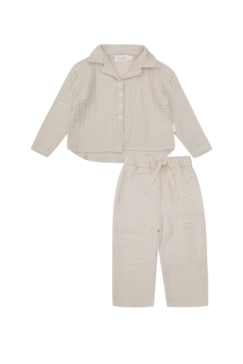 Mini-Me pyjama set 'cappuccino' made of muslin for children