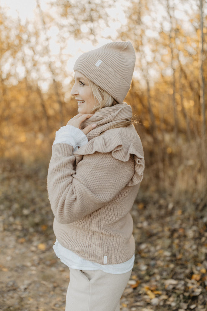 Mini-Me Strickmütze ’Dusty Rose’ Für Frauen Frauenmode