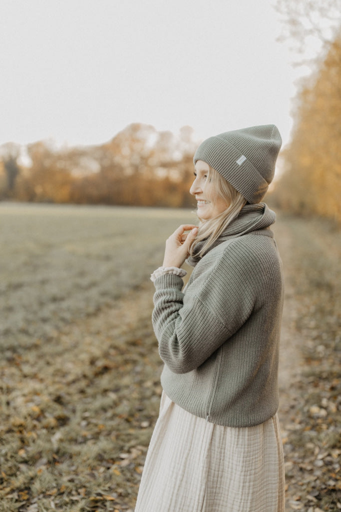 Mini-Me Strickmütze ’Green’ Für Frauen Frauenmode