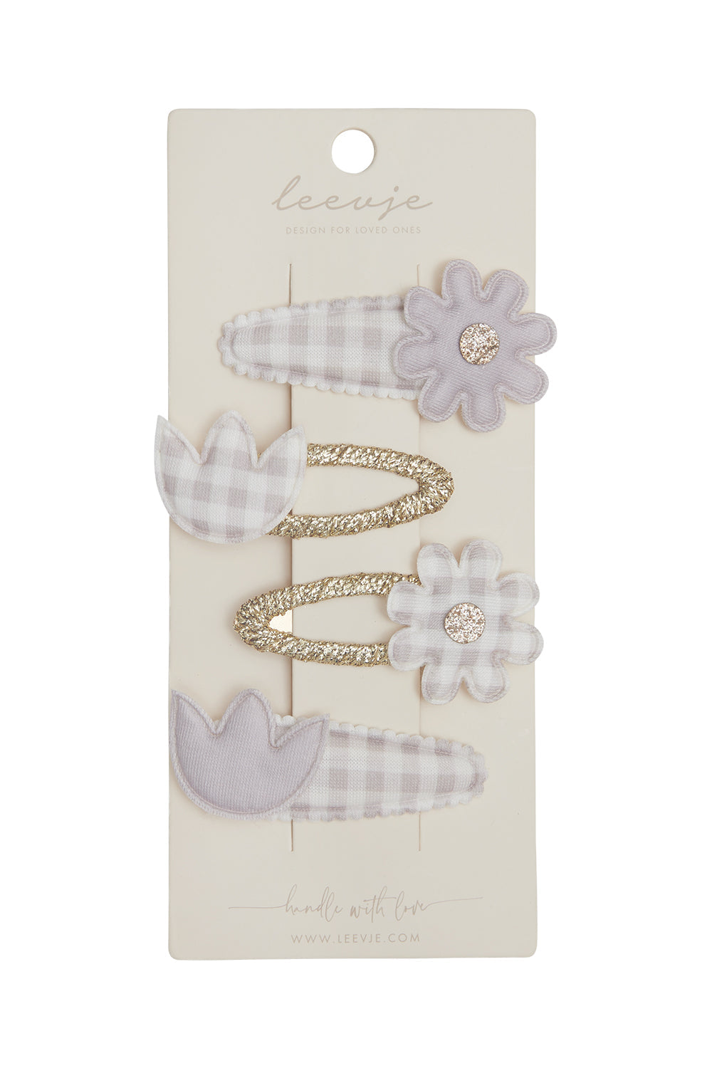 Haarspangen 'lavender gingham flower clips'