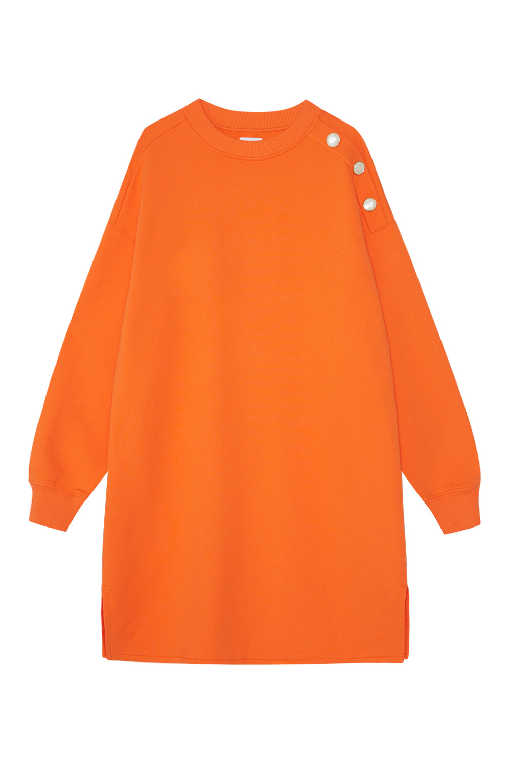 leevje by AM Sweatkleid 'Cozy' orange mit Zierknöpfen