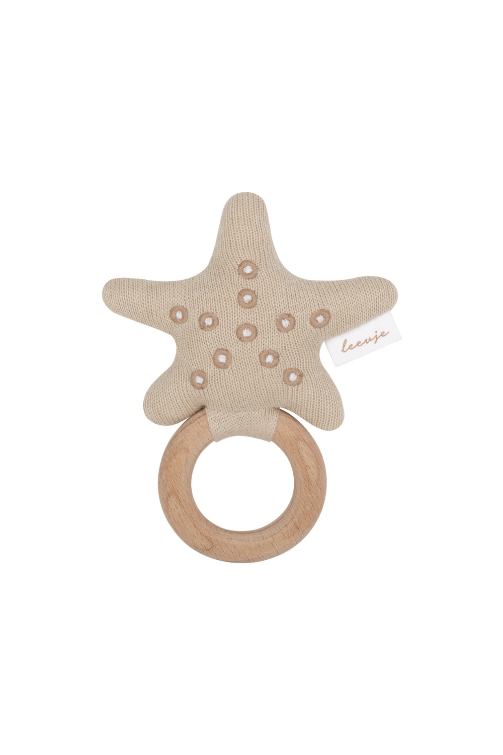 Baby rattle with wooden ring "Starfish"