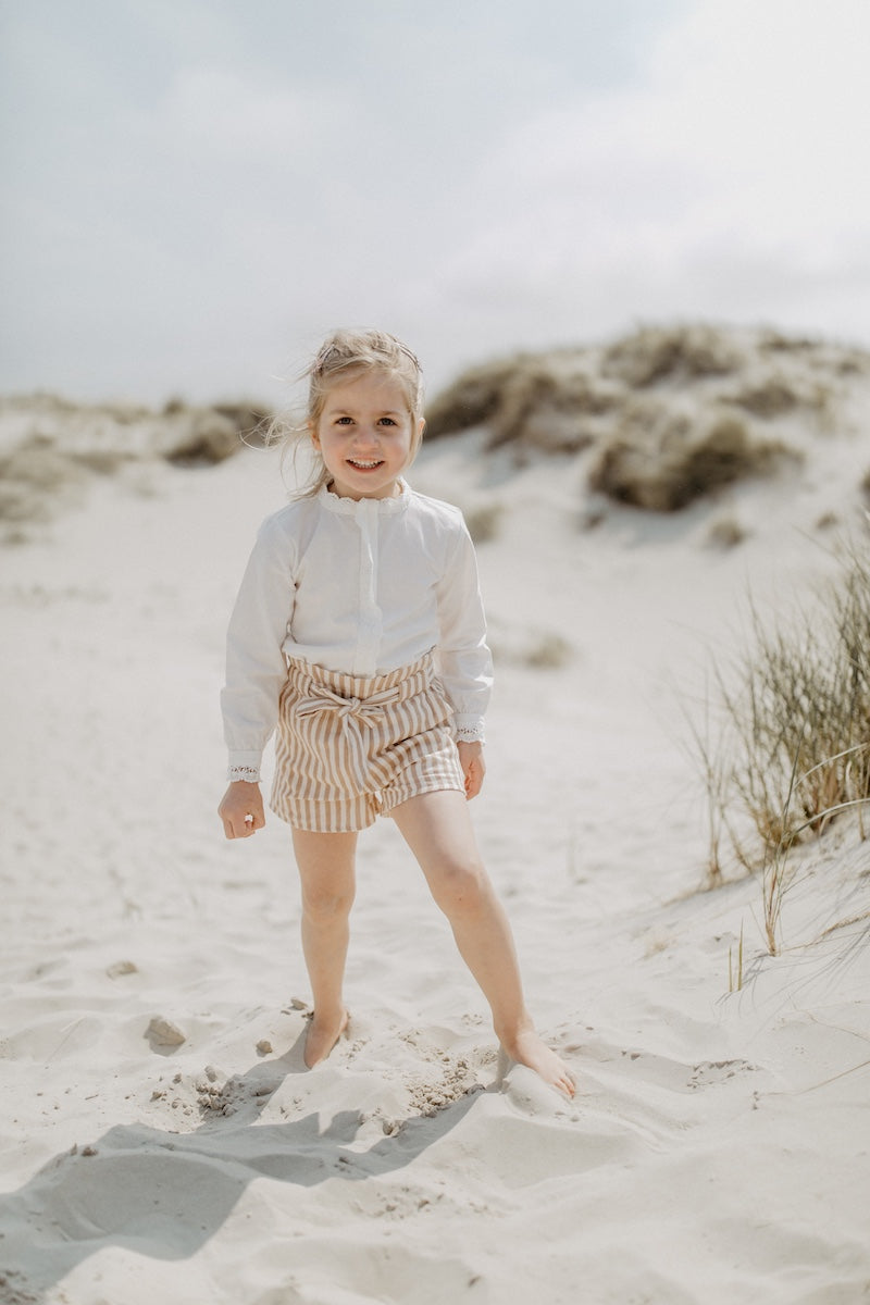 Cotton blouse with floral lace