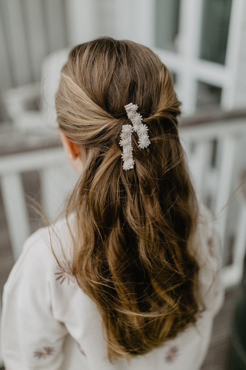 Hair clips 'tiny corduroy flowers'