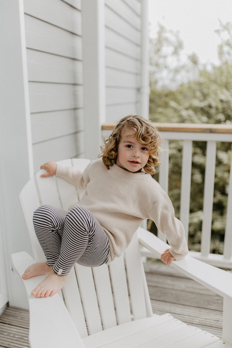 Organic cotton jersey leggings 'navy stripes'