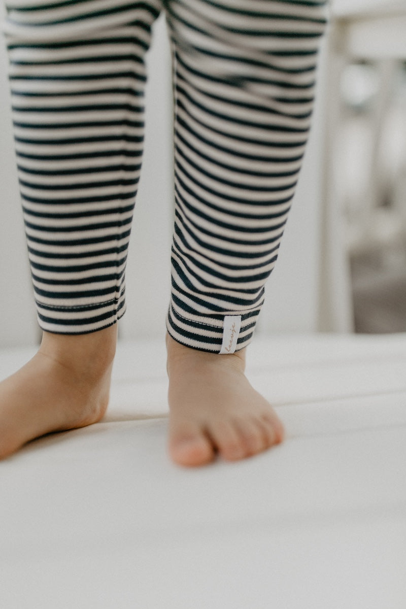 Organic cotton jersey leggings 'navy stripes'