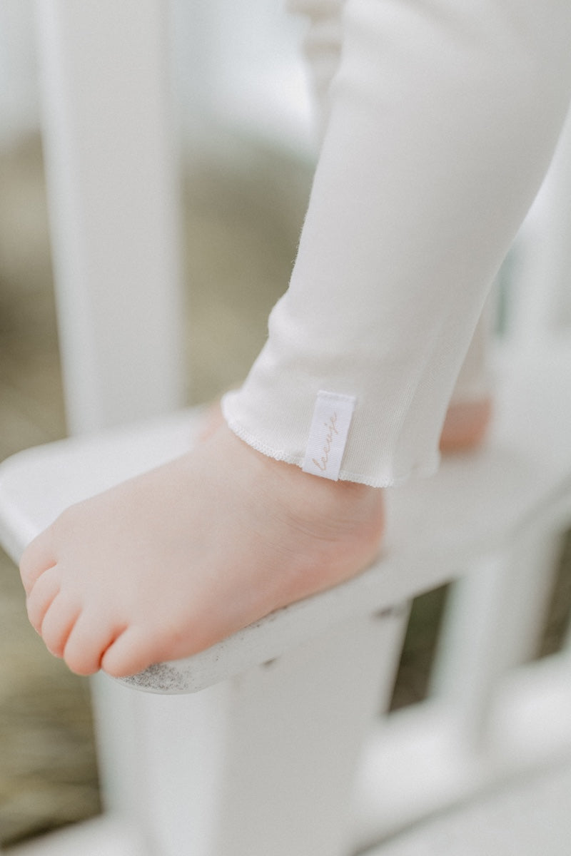 Jersey leggings with bow 'light cream'