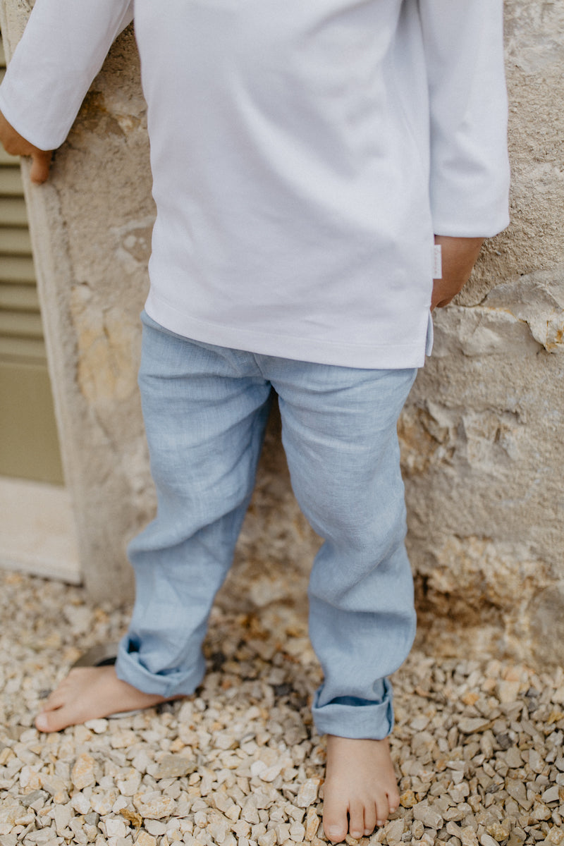 Unisex linen trousers 'clear blue'