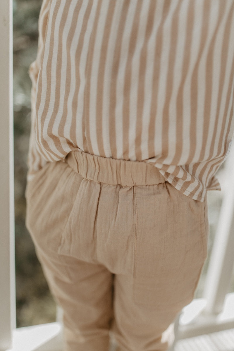 Linen trousers with pockets 'coffee'