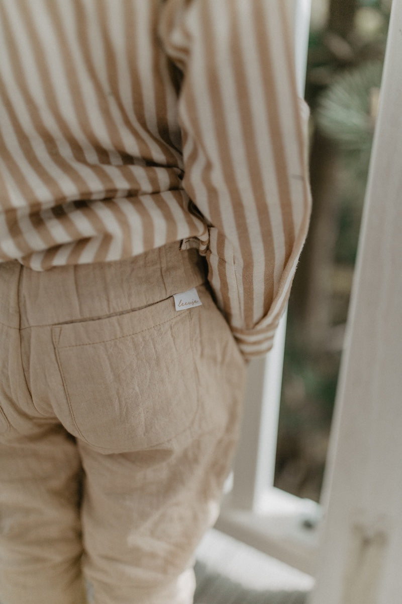 Linen trousers with pockets 'coffee'