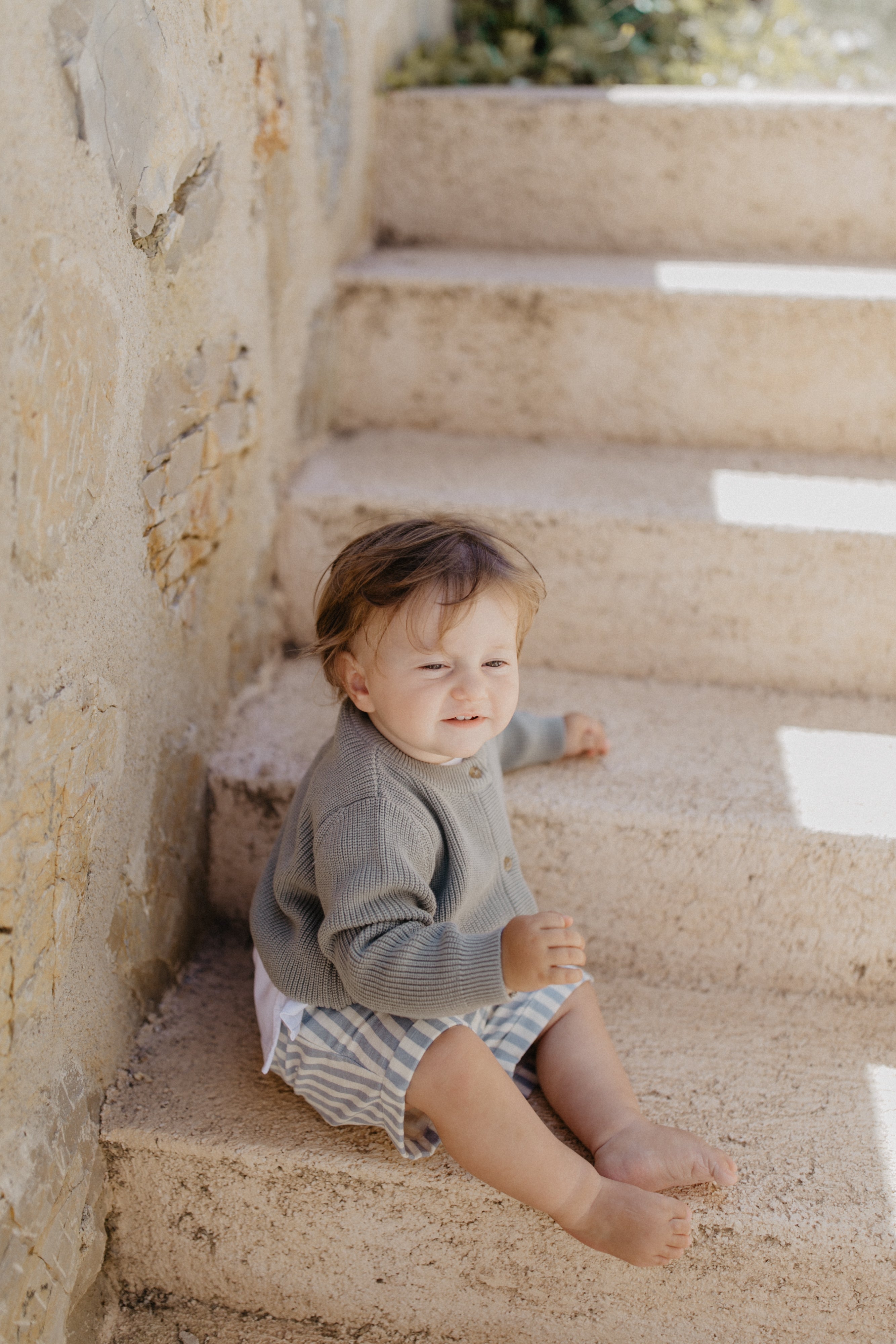 Linen shorts 'blue stripes'