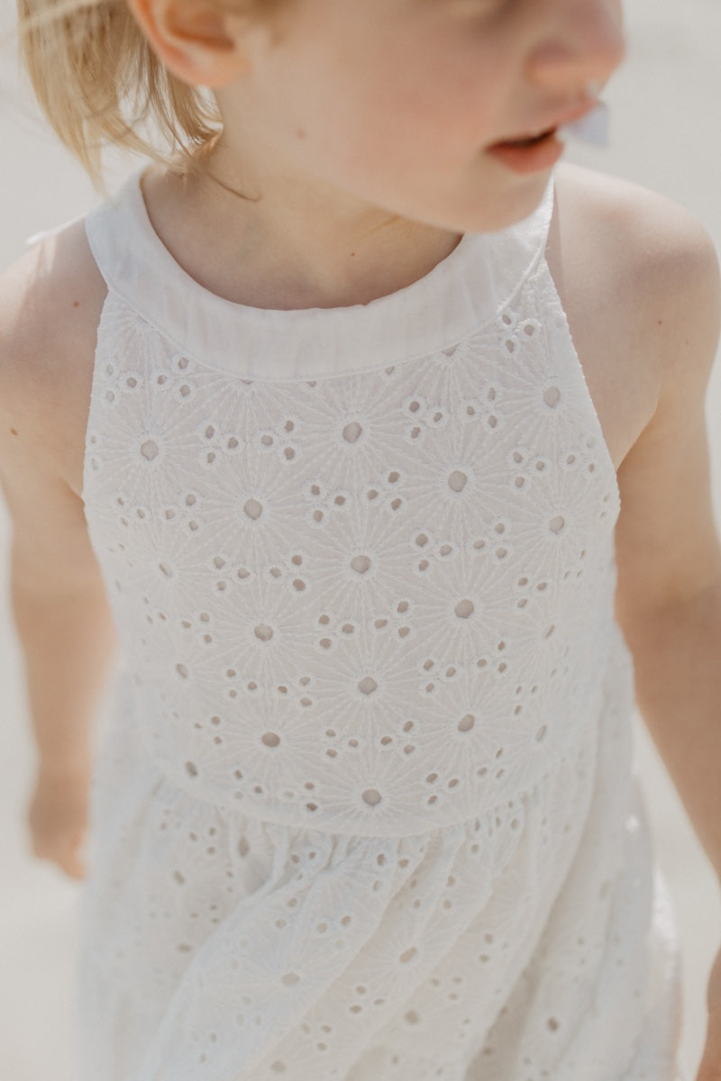 Mini-Me maxi dress with broderie anglaise for children