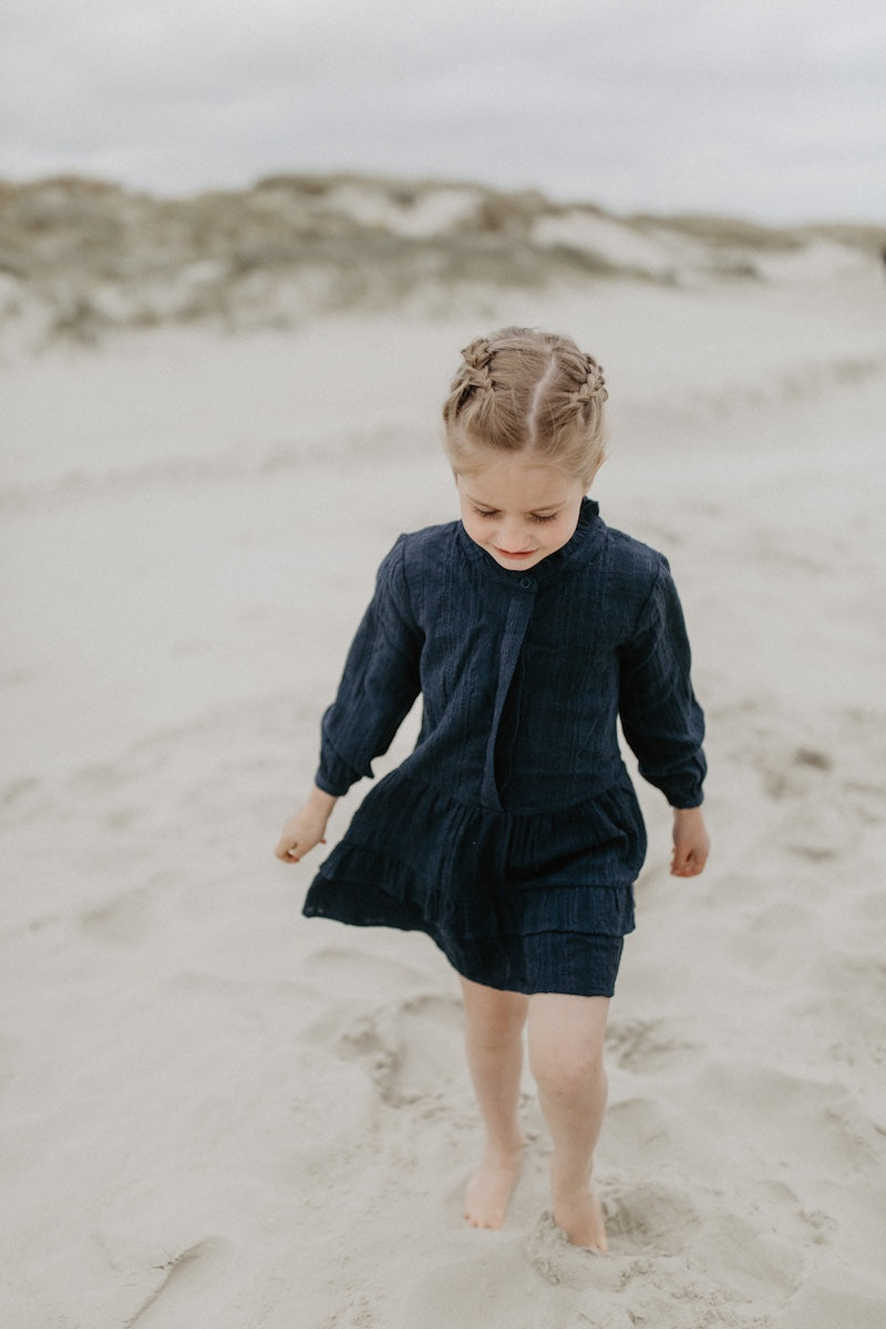 Mini-Me langärmliges Spitzenkleid 'navy' für Kinder