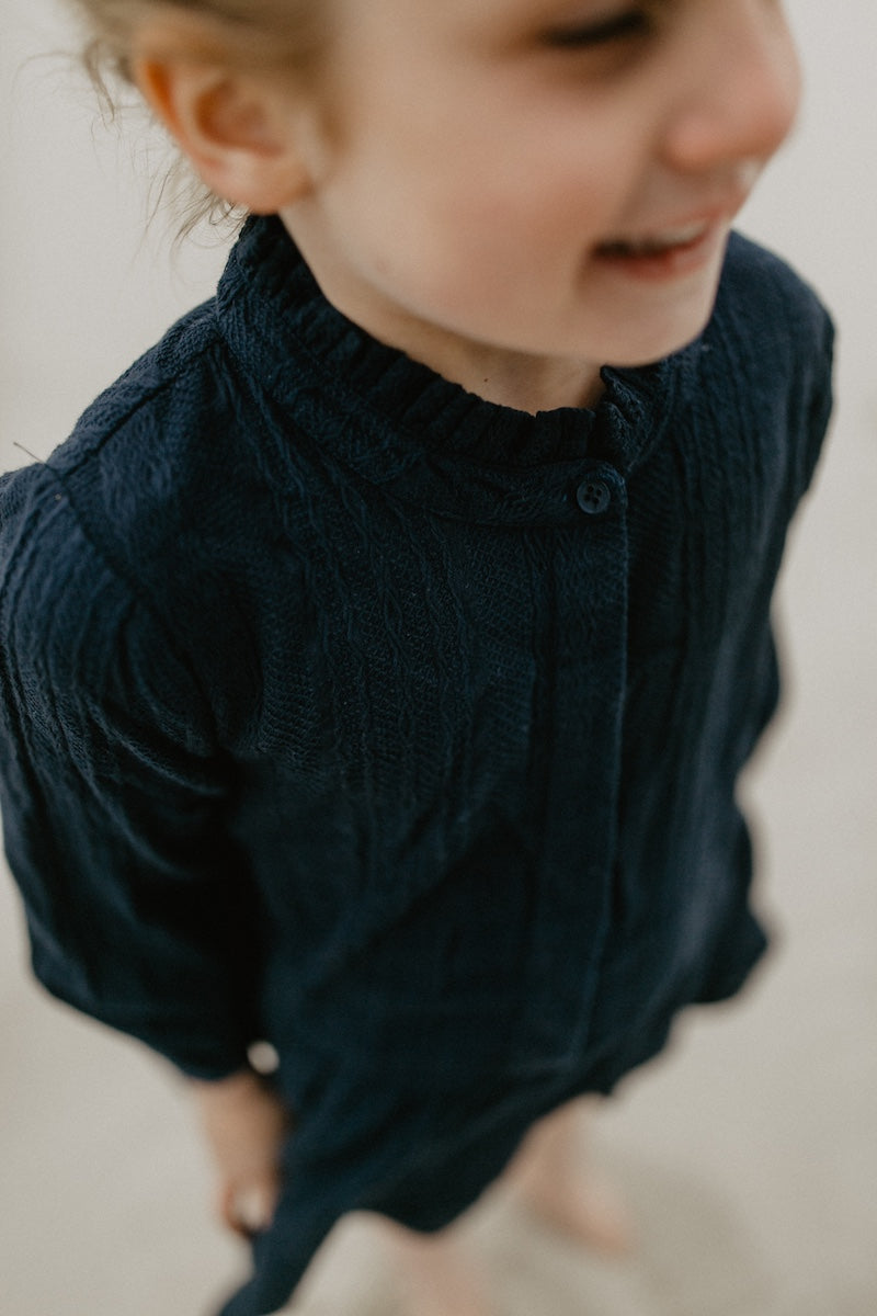 Mini-Me langärmliges Spitzenkleid 'navy' für Kinder