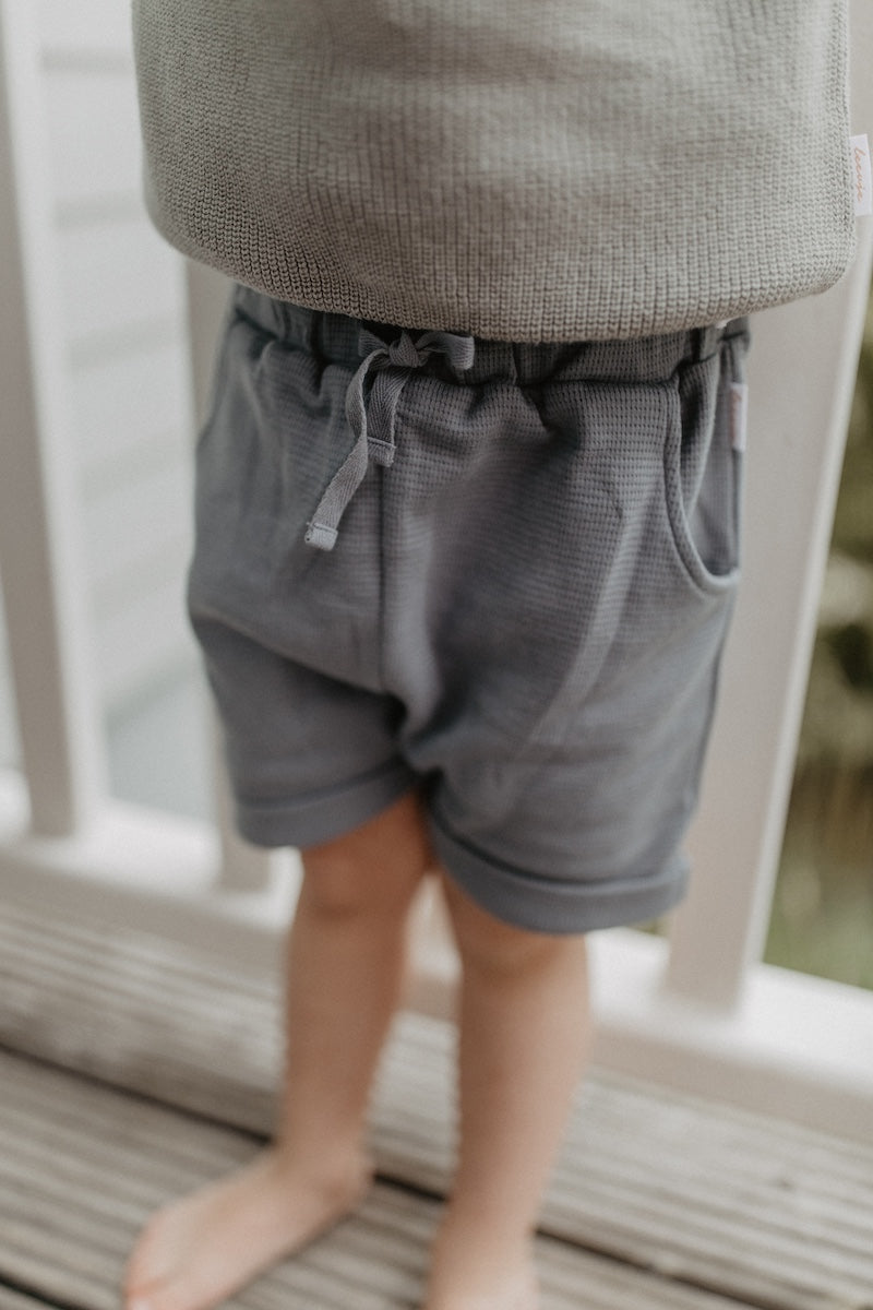 Shorts aus Waffle Piqué 'blue'