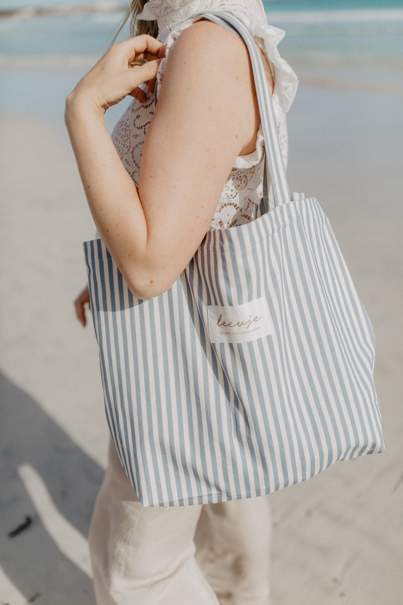 Fabric bag 'blue stripes' large