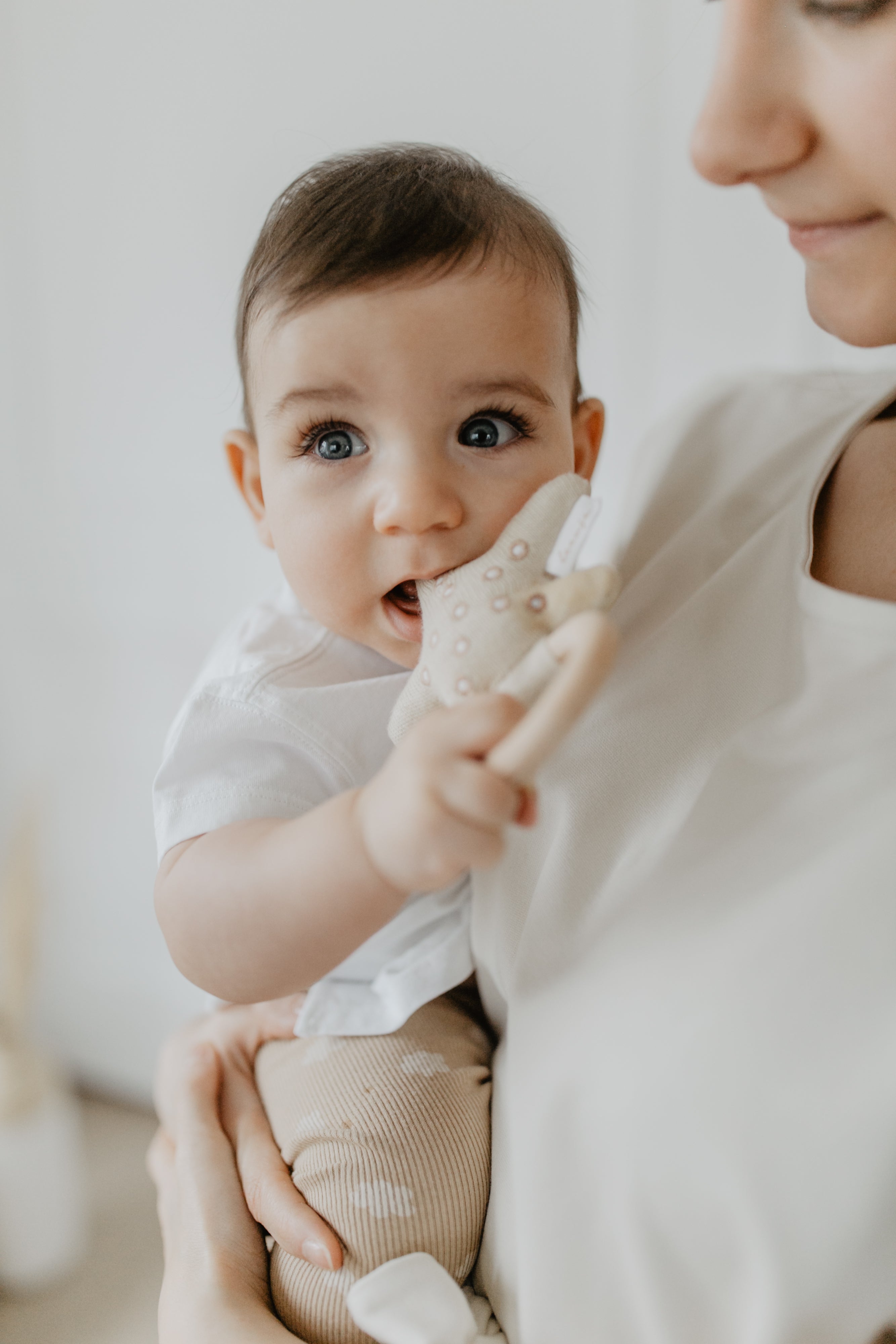 Baby rattle with wooden ring "Starfish"