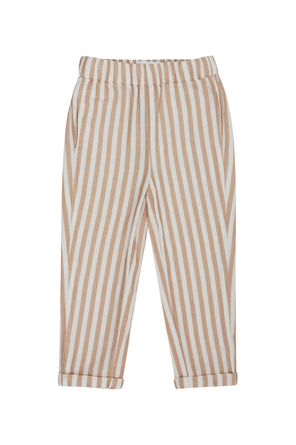 Striped linen trousers with pockets