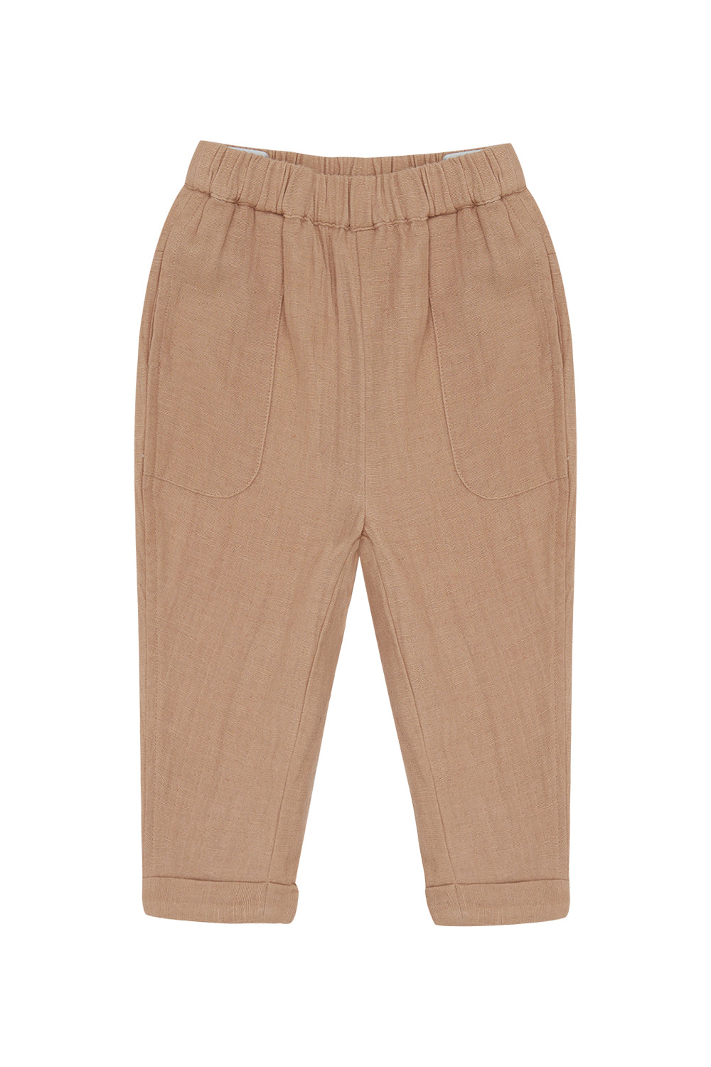 Linen trousers with pockets 'coffee'