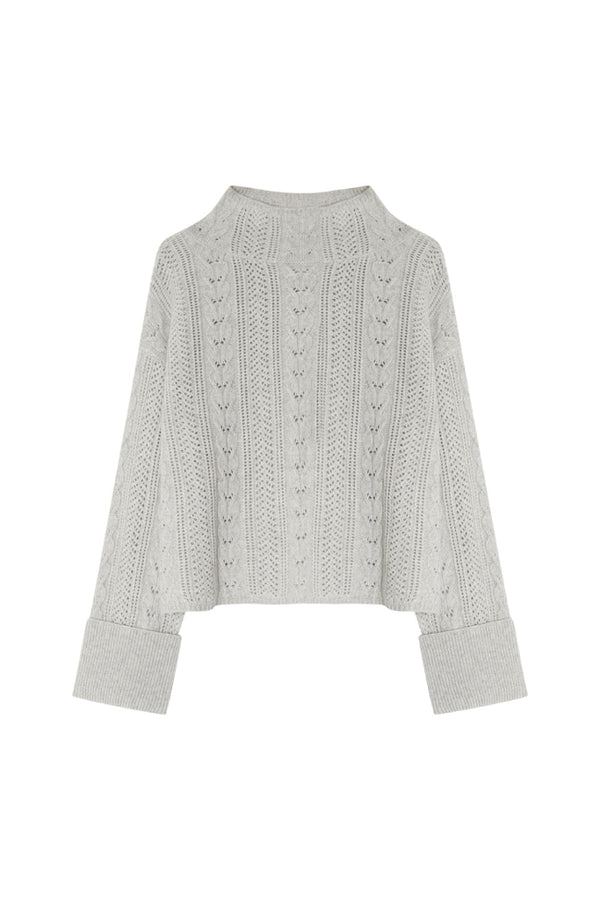 Premium Knitwear: Cable Knit Pullover Für Frauen Light Grey / Xs Hw 23/24