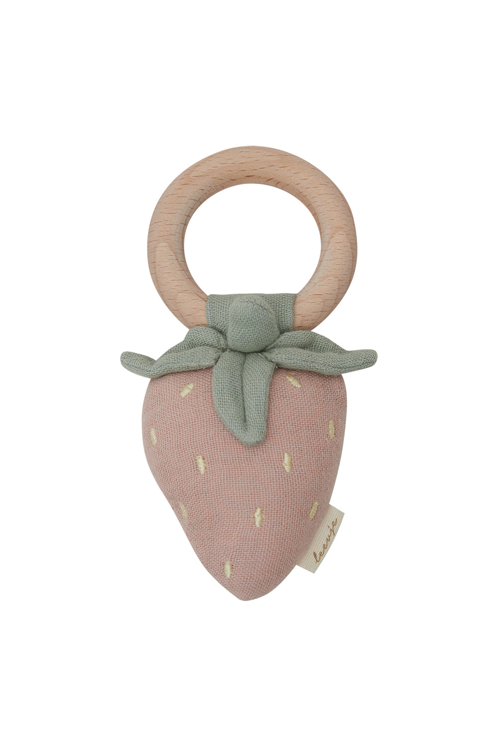 Baby rattle with wooden ring 'strawberry'