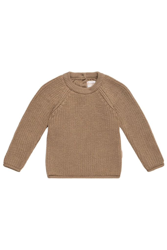 Chunky Knit Pullover Walnut Mit Raglanärmel / 62/68 Merinowolle