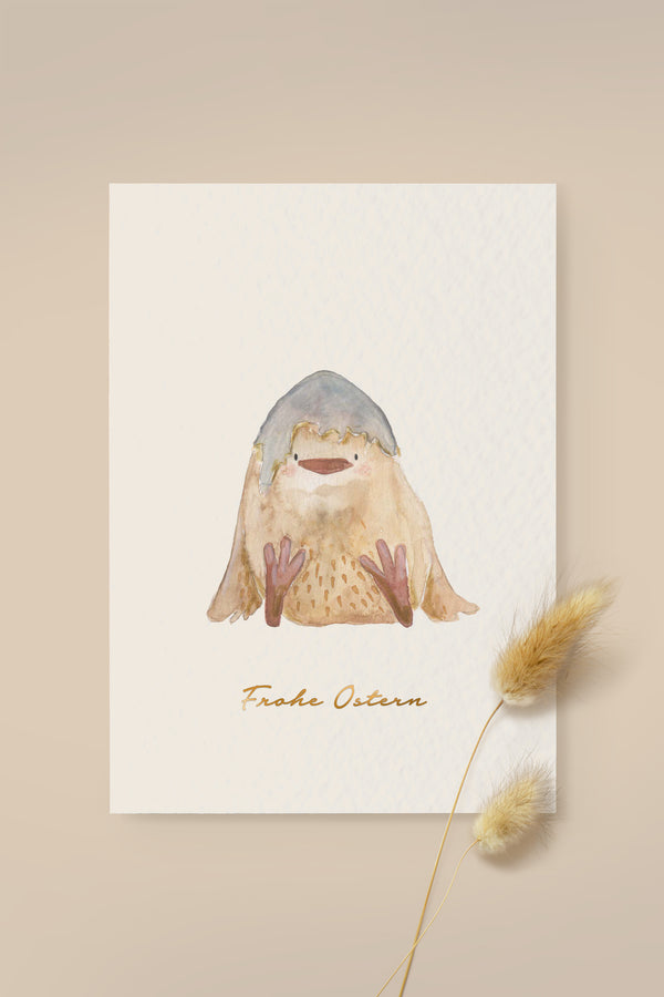 Postcard chick "Frohe Ostern"