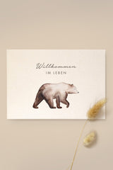 Wood Pulp Card Bear "Willkommen im Leben"