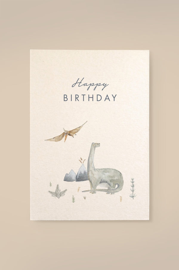Karte Dino „Happy Birthday“ Aus Holzschliffpappe Karten