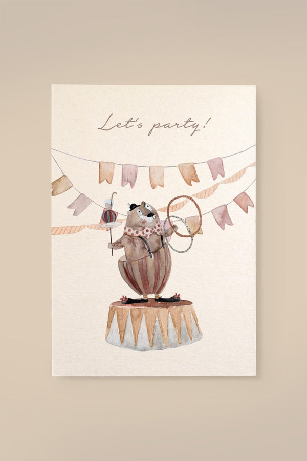 Wood Pulp Card Circus Bear 'Let's Party'
