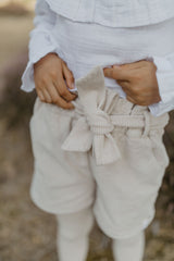 Paperbag Shorts Aus Cord Mit Schleife Hosen