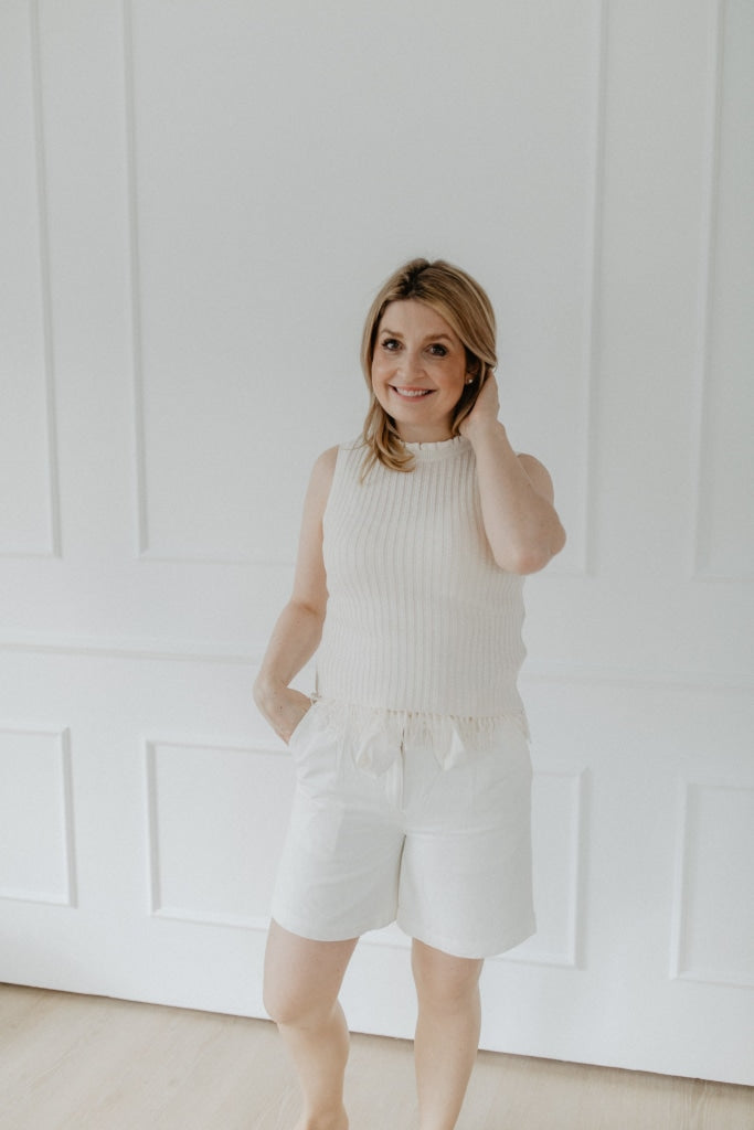 Shorts Off White Mit Gürtel Für Frauen Hosen